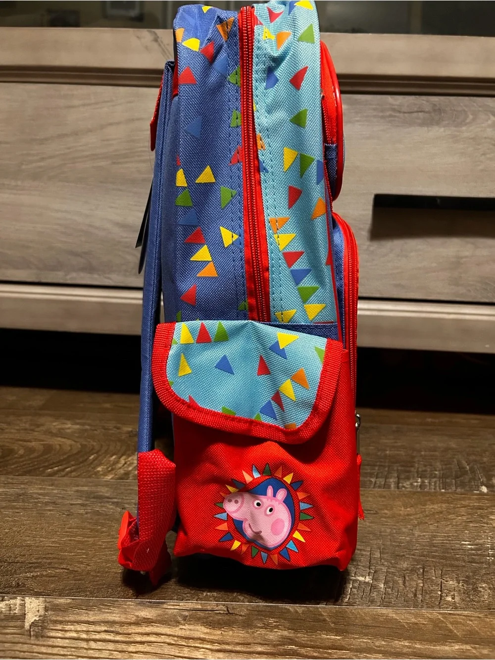 Vintage Y2K 16inch Peppa Pig Blue and Red Scooter Buddies Backpack